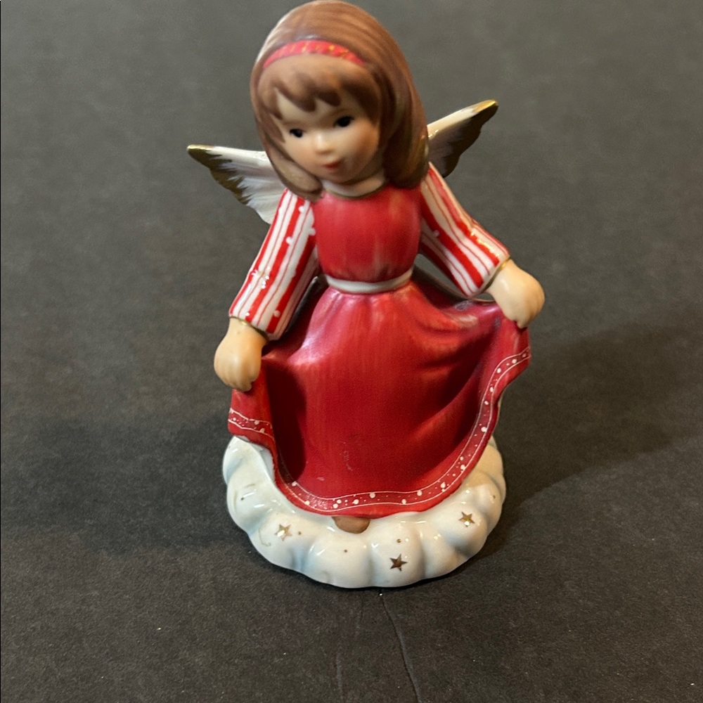 Goebel Red Angel Figurine with Gold-Tipped Wings
